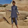 Summer Burkini Muslim Women Swimwear Two-Piece Plus Size Quick Dry Long Burkini Sleeve Conservative Suit Beach Surfing Swimwear