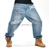 Jeans da uomo Men039s Jeans Uomo Street Dance Hiphop Moda Ricamo Blu Bordo allentato Pantaloni in denim Complessivo Maschio Rap Hip Hop Plus Size 468551L230911