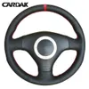 Cardak Black Leather Red Marker Car Steering hjulskydd för Audi A4 B6 2002 A3 3Spoaks 2000 2001 2003 Audi TT 19992005 J220808224P