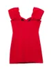 Casual Dresses Elegant 2023 Summer Women Red Mini est Fashion V-Neck Party Back dragkedja ärmlös Sexig Vestidos