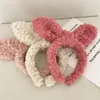 New Plush Rabbit Ears Knotted Hairbands Head Band Fluffy Soloid Color Hair Hoop Cute Wash Face Headdress Women Hair Accessories