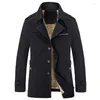 남자 트렌치 코트 겨울 코트 디자이너 두꺼운 따뜻한 캐주얼면 슬림 핏 윈드 브레이커 재킷 수컷 순수한 색 롱 자켓 카사코 마스 쿨 리노