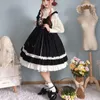 Vestidos casuais japonês doce lolita vestido kawaii mulheres vintage harajuku sem mangas jsk rosa suspender princesa bonito festa de verão