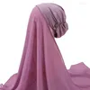 Etnische kleding 10 stks/partij instant hijab sjaal maskers stretch vrouwen motorkap zware chiffon sjaal met knopen gemakkelijk te dragen cover hoofdband