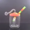 1 pcs conception unique brûleur à mazout en verre Bong conduites d'eau avec percolateur recycleur cendrier Bong barboteur fumer conduite d'eau avec 10 mm mâle tuyau de brûleur à mazout en verre