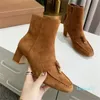 Bottines de styliste en cuir suédé pour femme, bottines courtes à talons hauts, pour robe de soirée, automne et hiver, 2023