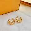 Women Studörhängen Designer Premium Gold Diamond Earring for Womans Hoop Earring F Luxury Hoops Earings Letter Design Dangle Storlek 2,5 cm smycken med ruta 2391x7d