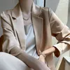 Women's Trench Coats Satin Silk Spring/Summer Mid-Length Loose Solid Color Stylish Thin Casual Sun-Proof Suit Top