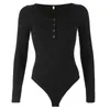 Autumn winter sexy black bodysuits skinny buttons long sleeve bodysuit women shirt 2023 fashion body mujer jumpsuits