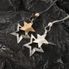 Hanger Kettingen Contrasterende Kleur Holle Dubbele Pentagram Lange Ketting Trui Keten Retro Mode Mannen En Vrouwen Sieraden Geschenken 2023