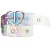 Women Plastic Belt Fashion Transparent Dress Belt Grommet Belt with Heart Buckle Waist Belt for Women