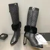 Designer Luxury Women Electric Boots Sexig färg Matchande läder pannbandsstövlar Lady Winter Match med olika högklackade sko