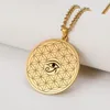 Pendentif Colliers Dawapara Fleur de vie Collier en acier inoxydable Eye Horus Evil Protection Amulette Bijoux pour hommes Femmes