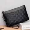 wholesale men shoulder bags 2 colors street trend metal buckle long wallet classic large-capacity woven envelope bag daily Joker stitching leather wallets 501#