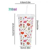 Tumblers Color Changing Cups With Lids Magical Tea Cup Straw 710ml Novelty Heart Coffee Reusable Heat Sensitive