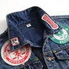 Herenjassen Denim Jas Badge Geborduurde Patch Punk Stijl Jeans Jas Slanke Casual Cowboy Top voor Mannelijke 230911