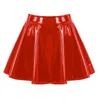 Skirts Womens A-Line Short Mini Glossy Patent Leather Flared Miniskirt Party Club Bar Pole Dance Performance Costume Clubwear