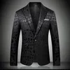 Hommes Crocodile Motif Costume De Mariage Noir Blazer Veste Slim Fit Costumes Élégants Vêtements De Scène Pour Chanteur Hommes Blazers Designs 9006 S170u