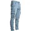 Herr jeans 2022 nyaste Europa jeans män blyertsbyxor casual bomull denim rippade nödhål nya modebyxor sida pocke322v