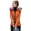 Women's Trench Coats Winter Coat Women Caramel M-4XL Plus Size Detachable Fur Hooded Parkas Nice Korean Short Slim Red Down Cotton