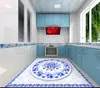 Wallpapers Custom 3d Floor Decals Blue And White Murals Wear Non-slip Self-adhesive Pvc Tile