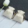 Jewelry Pouches Bags 50pcs Custom Cotton Burlap Jewelry Bag Nature Canvas Gift Bags for Necklace Earring Ring Soap Organizer Pouch Wedding Favor 230909