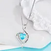 Pendant Necklaces Huitan Unique Sea Blue Heart Cubic Zirconia Necklace For Women Anniversary Gift Thanks Giving Mother's Day Jewelry