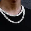 Chains Iced Out Paved Rhinestones Baguette Cuban Chain Hip Hop Rapper Necklaces Bracelets CZ Bling Tennis For Women Jewelry