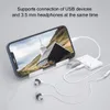 Adattatore da USB a telefono, adattatore USB OTG 3 in 1 con porta di ricarica e jack per cuffie da 3,5 mm compatibile per iPhone 14 Pro 13 12 11