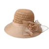 Breda randen hattar eleganta mode kvinnor för kvinnor stor båge blomma sommarsol skydd hatt bröllop andas havsstrand