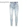 Denim amiryes jeans designer byxor man mens jean jb ny trasig prickad blå mode trend mäns elastiska smala passformar 7lc4