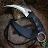 Couteau tactique KarambitHawkbill avec gaine et cordon, couteau de chasse à lame incurvée, coupe-survie, Kit d'équipement extérieur