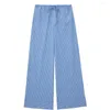 Women's Pants 2023 Lady Clothing For Summer Straight Wide Leg Women Store Style Blue Casual High-waist Trousers