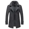 Men's Trench Coats Autumn Winter Mens Wool Fashion Middle Long Jacket Male Double Collar Zipper Coat Windbreak Woolen Overcoat 4XL