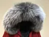 Women's Fur Customized Red Parka Real Raccoon Collar & Grey Rex Inside Jacket Unisex Faux Lining Coats