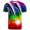 Herren T-Shirts Pohnpei Polynesian Tribal Retro Tattoo 3D-Druck und Damen Sommer Casual Beach Wear Kurzarm-T-Shirt