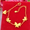 Link Bracelets Butterfly Bracelet Yellow Gold Filled Elegant Women Wrist Chain Gift