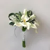 Flores de casamento buquê de noiva flor artificial toque real plutônio branco calla lírio dama de honra flor menina casamento deco pequeno