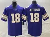 18 Justin Jefferson Maillots de football cousus 16 Lewis Cine Dalvin Cook Adam Thielen 8 Cousins Hommes Femmes Jeunesse S-3XL maillot à domicile