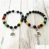 Beaded Mg0563 New Design 7 Chakra Mala Yoga Bracelet A Grade Black Onyx Womens Spiritual Lotus Ohm Charm Energy Drop Deliver Dhgarden Dh7Ab