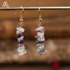 Fashion Women Chip Stone Earring Jewelry Crystal Dangle Earrings Citrines Rose Quartz Gravel Charm Hook Earring Birthday Gift