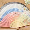 Party Favor Bamboo Flower Fold Hand fans bröllop kinesisk stil silkfläkt barn antik vikbar present vintage leveranser 828 drop deli dhn8g