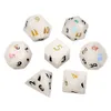 Cristal blanc naturel polyédrique pierres précieuses en vrac dés 7 pièces ensemble donjons dragons placage polices pierre dés ensemble mdn RPG jeux ornements Spot marchandises en gros personnalisé