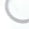 19mm Baguette Diamond Cuban Link Chain in White Gold Iced Out Bussed Down Hip Hop Jewelry for Rappers 925 Solid Silver