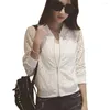 Jaquetas femininas Moda Mulheres Bomber Jaqueta Manga Longa Lace Protetor Solar Camisa Curta Verão Casaco Fino Casual Beisebol C66