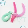 Andra leksaker 2023 Easter Bunny Fidget Noodle Stretchy Strings Rabbit Animal Squishy Squishies Sensory Armband Bangle Cartoon Sile Wrist DH1LN