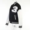 Frauen Buchstaben doppelte Baseball -Jacke mit doppelter Gewinde Mädchen Varsity Mantel Dessinger geschnittene Patchwork -Schaltbuchstaber Jacken HY21373PU