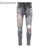 Denim Amiryes Jean pantalon de créateur homme Jean 2023 nouveau gris tacheté peinture coupe ajustée LEYS