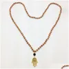 Bärade halsband ST0244 HAMSA Handgjorda malahalsband Yoga Meditation Energi Afrikanska pärlor Drop Leverans smycken hängen Dhgarden Dhd0h