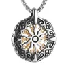 قلادة قلادة Hzman Norse Viking Vegvisir Compass Necklace Stainless Steel Retro Hollow Sun Amulet Gift for Men Boys